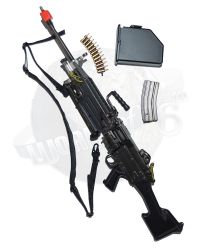 DamToys MC SAW Gunner Urban Warfare Exercises Gunnery Sergeant Crews: M249 SAW Machine Gun, Ammo Box With Metal Chain Ammunition, Blank Firing Adapter & Sling