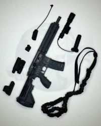MC Toys PMC Private Military Contractor & Dog: HK 416 Carbine Rifle With One Point Sling, Foregrip, Holo Sight, Advanced Target Pointer Illuminator Aiming Light, Gun Light, Dual Pressure Pad Remote Switch